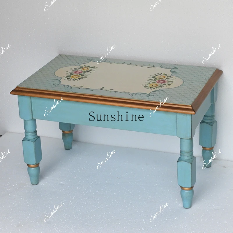 Retro painted Japanese tatami table simple solid wood kang table  FT