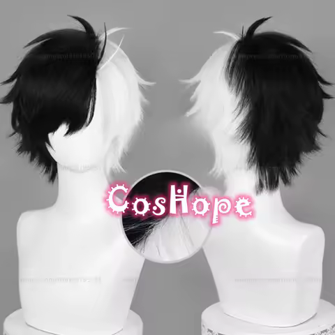 Sakura Haruka Cosplay Wig Unisex 30cm Short White Black Wig Cosplay Anime Wigs Heat Resistant Synthetic Wigs