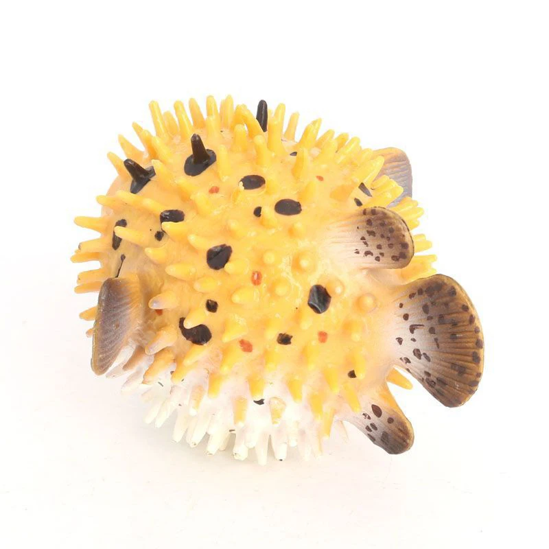 Puferfish Figurine plastik realistis, Set patung kecil ikan Pufferfish untuk koleksi sains pendidikan Model hewan