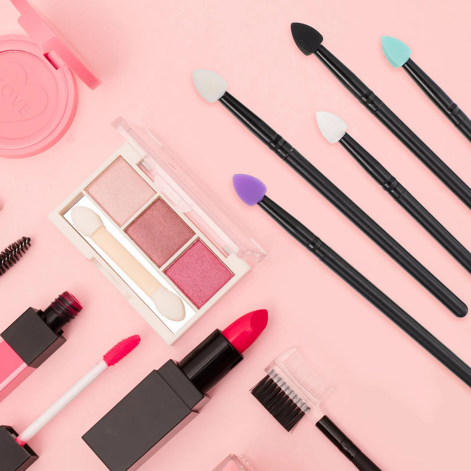 5 個のシリコーンアイシャドウブラシセットロングハンドルグリッタークリームメイクアップ旅行必須ツールメイクブラシセット