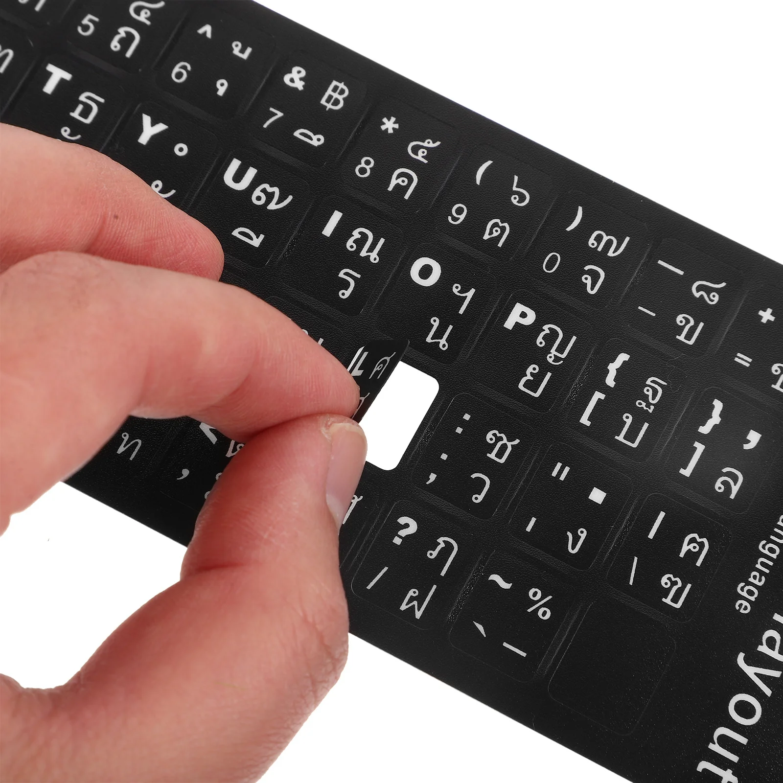

Adhesive Thai Keyboard Stickers 2 Sheets Black Background White Letters for Worn Out Keys Computer Accessories