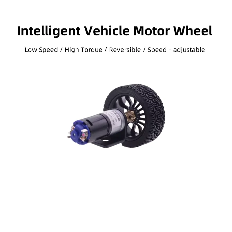 

6V/12V Smart Car & Robot Chassis Motor Wheels. Upgraded 370 Gear Motor With Black Rubber Tires, High Torque, Low Speed