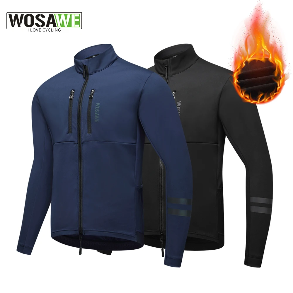 

WOSAWE Warm Winter Cycling Jacket Bike Jersey Long Sleeve Windbreaker Thermal Men Women Jacket Bicycle Clothing with 7 Pockets