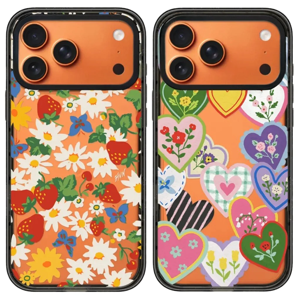 

Flowers Multicolor Acrylic Black Border Magnetic Case: Compatible with iPhone 17 16 15 14 13 12 Pro Max 17 Air