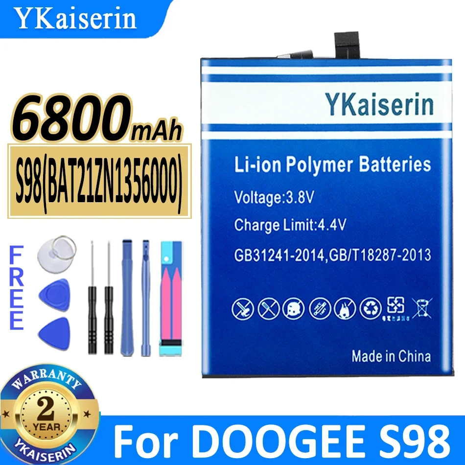 YKaiserin BAT21ZN1356000 Battery 6800mAh For DOOGEE S98 S 98 Mobile Phone Bateria