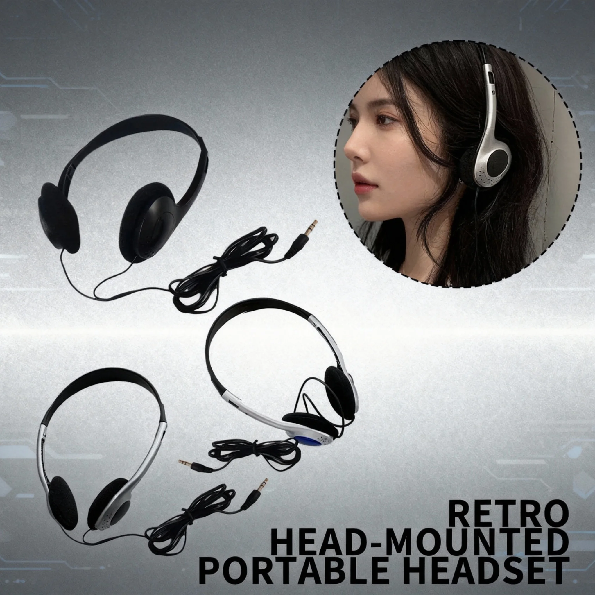

Y2K Personality Retro Headphones Millennium Style Headset Fashion Headset Over Ear Earbud Wired Headset