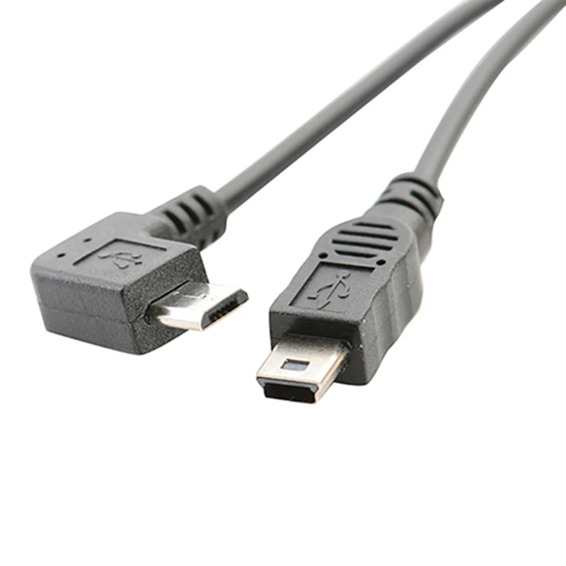 Mini USB Splitter Extender Cable Mini 5p Female to mini 5p Right Angles Male+Micro Male Cord Splitter Charging Cord