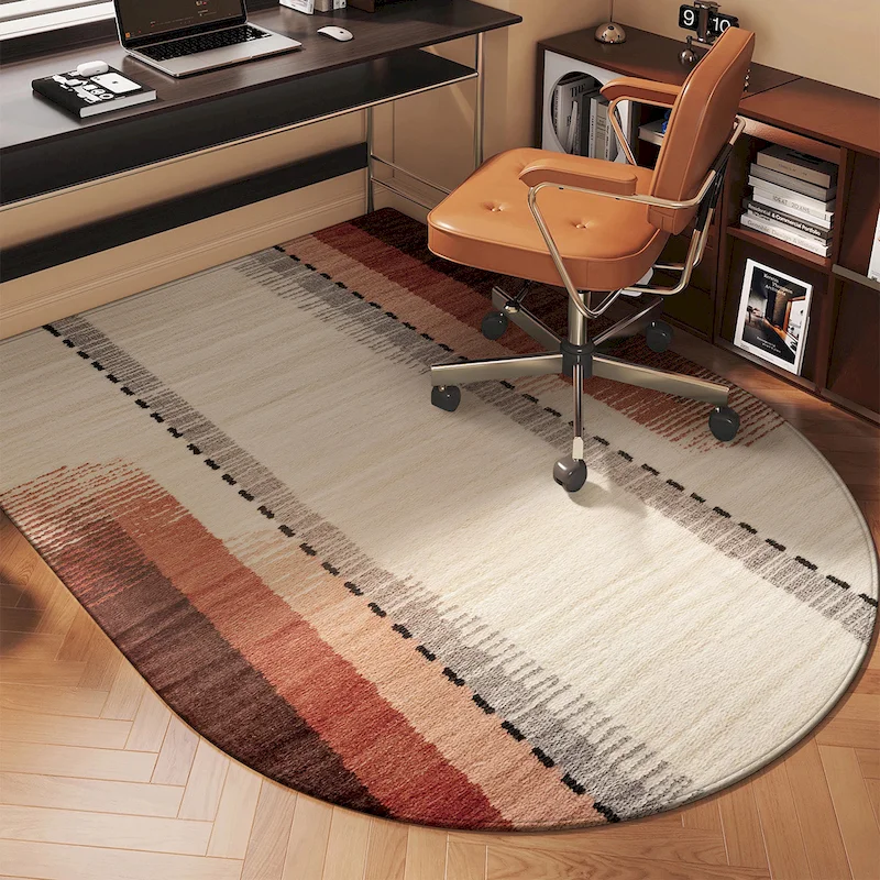 VIKAMA Line Gradient Semi-Circular Game Chair Cushion, Geometric Anti Slip Sound-Absorbing Floor Mat, Indoor Home Decoration