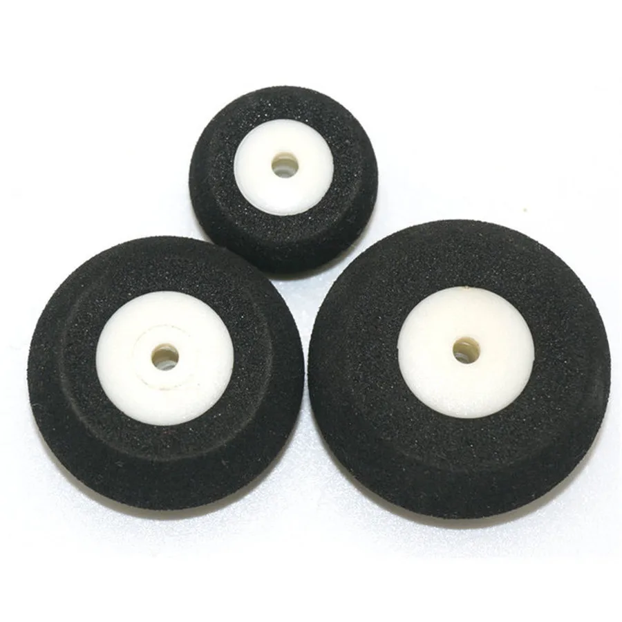 XFlight 2 pièces Mini roues arrière pneus éponge pour avion RC, noir/blanc, diamètre 16-30mm, accessoires de train d'atterrissage d'avion modèle RC