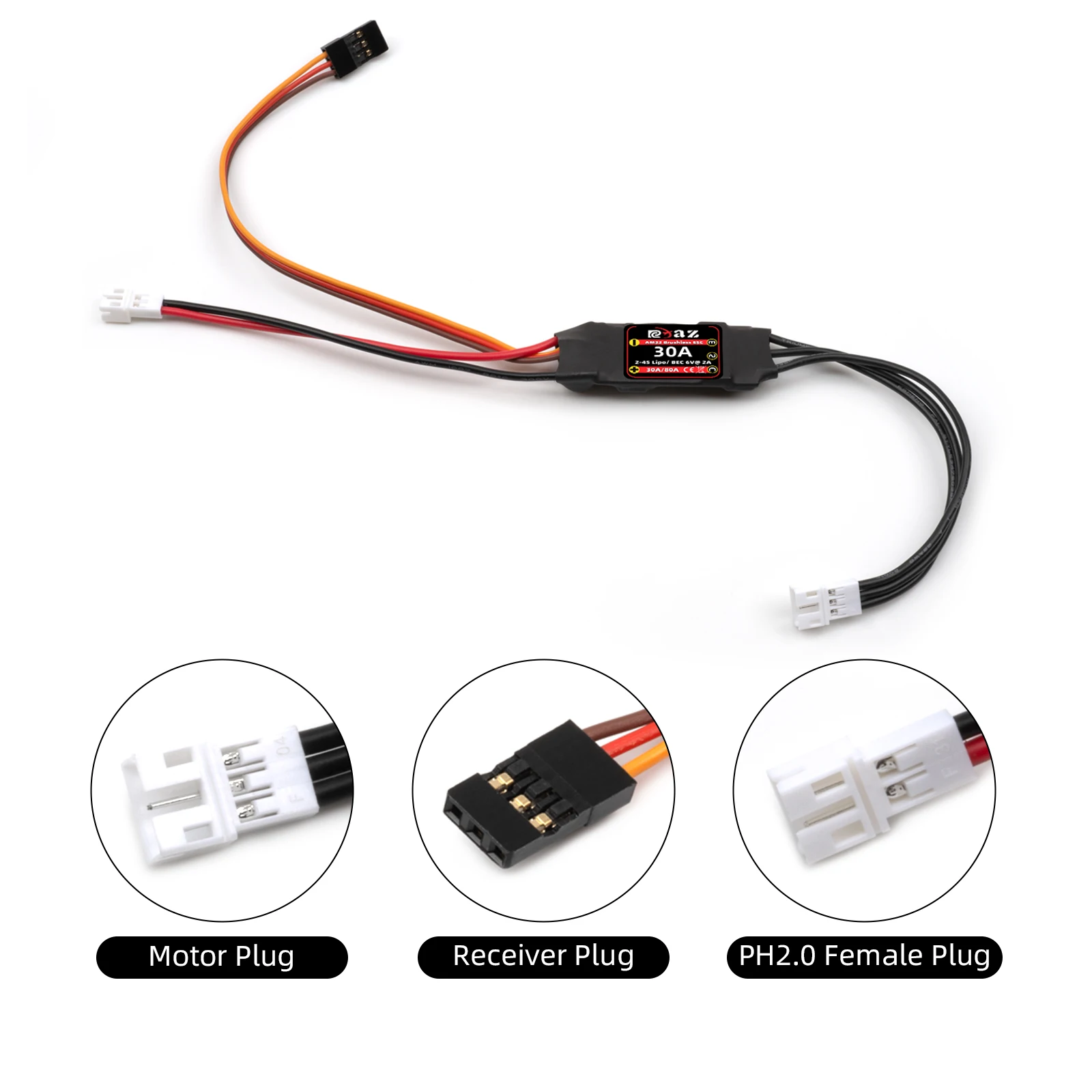 RCXAZ AM32 ตัวควบคุมความเร็ว ESC แบบตั้งโปรแกรมได้ 30A สำหรับรถ RC 1/18 1/24 Axial SCX24 FCX24 TRX4M 2-3s DIY รถอัพเกรดประสิทธิภาพ