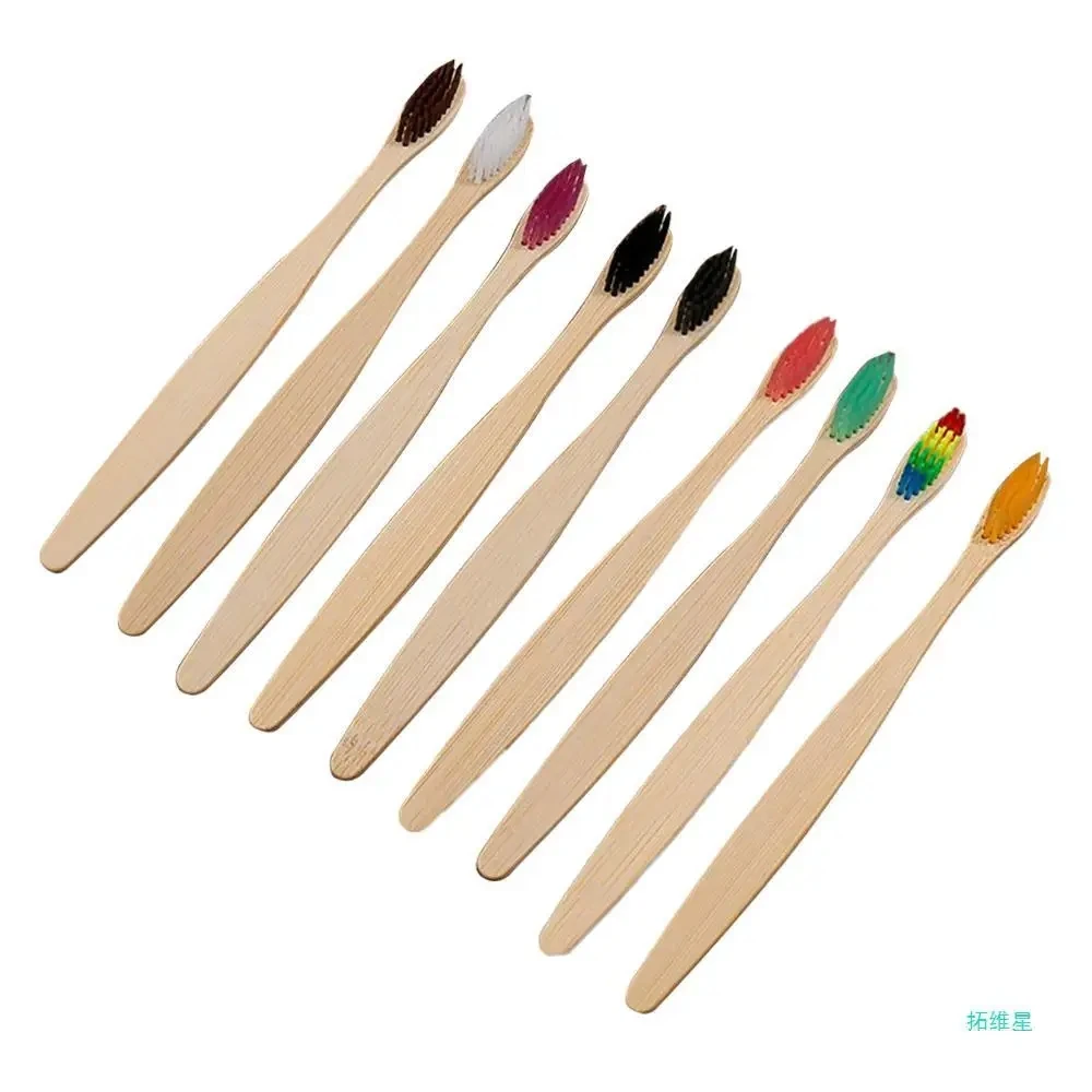 10pcs Bamboo Toothbrushes Soft Bristles Toothbrush Eco Friendly Biodegradable Wooden Handle Teeth Brush
