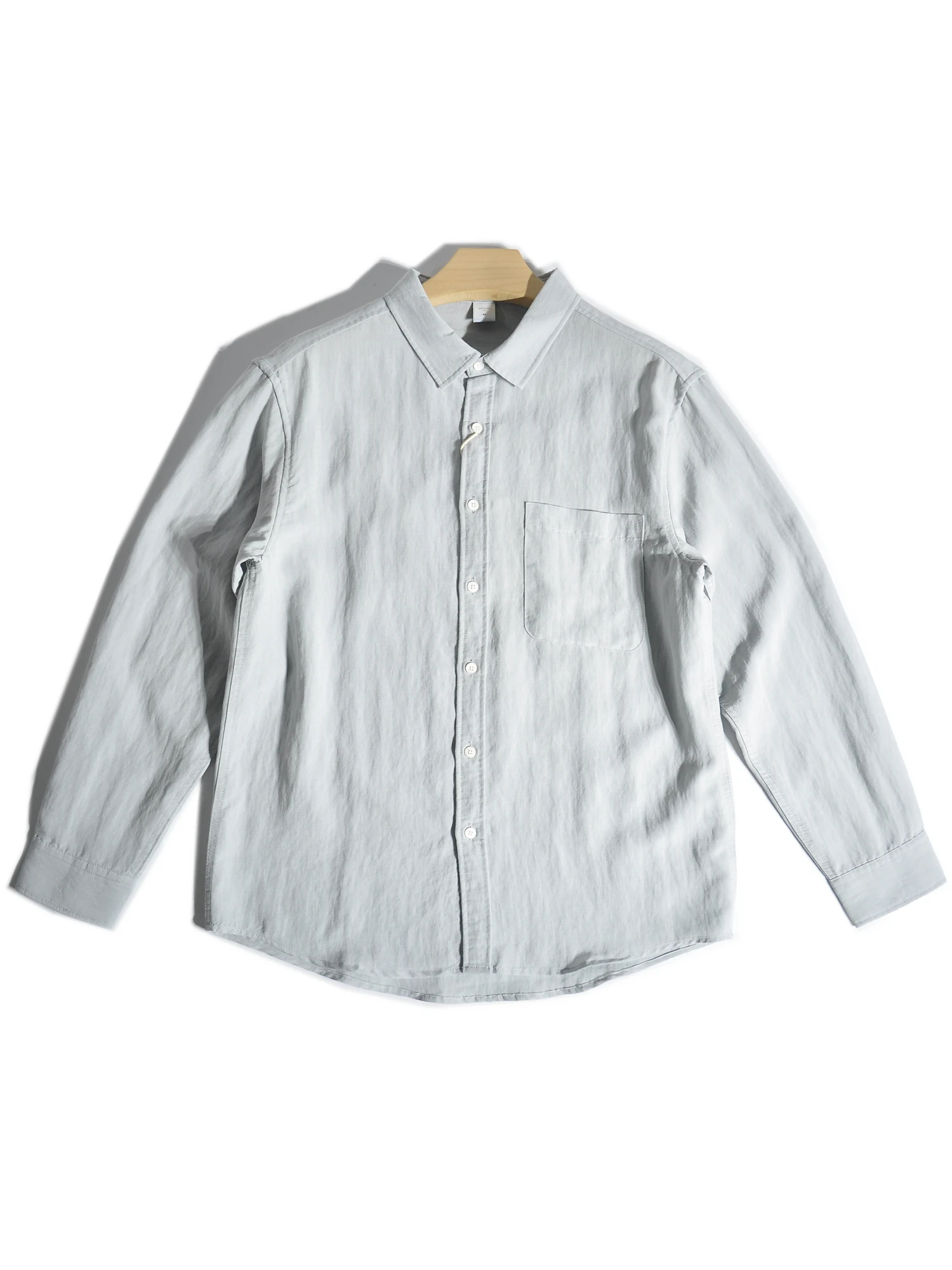 

Spring Summer Men's Long Sve Linen Blend Casual irt Drapey Loose Fit Classic Sle Breathable Comfortable Youth Faion