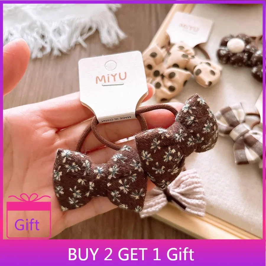 Conjunto De Lazos Para El Cabello Con Lazo 3D De Algodón Coreano, Bandas Elásticas Antideslizantes Para El Cabello Con Lunares Dulces De Color Caqui Vintage Para Niña — -40%, $0.32 Coupon, from $0.49 – 40% descuento – €0.49