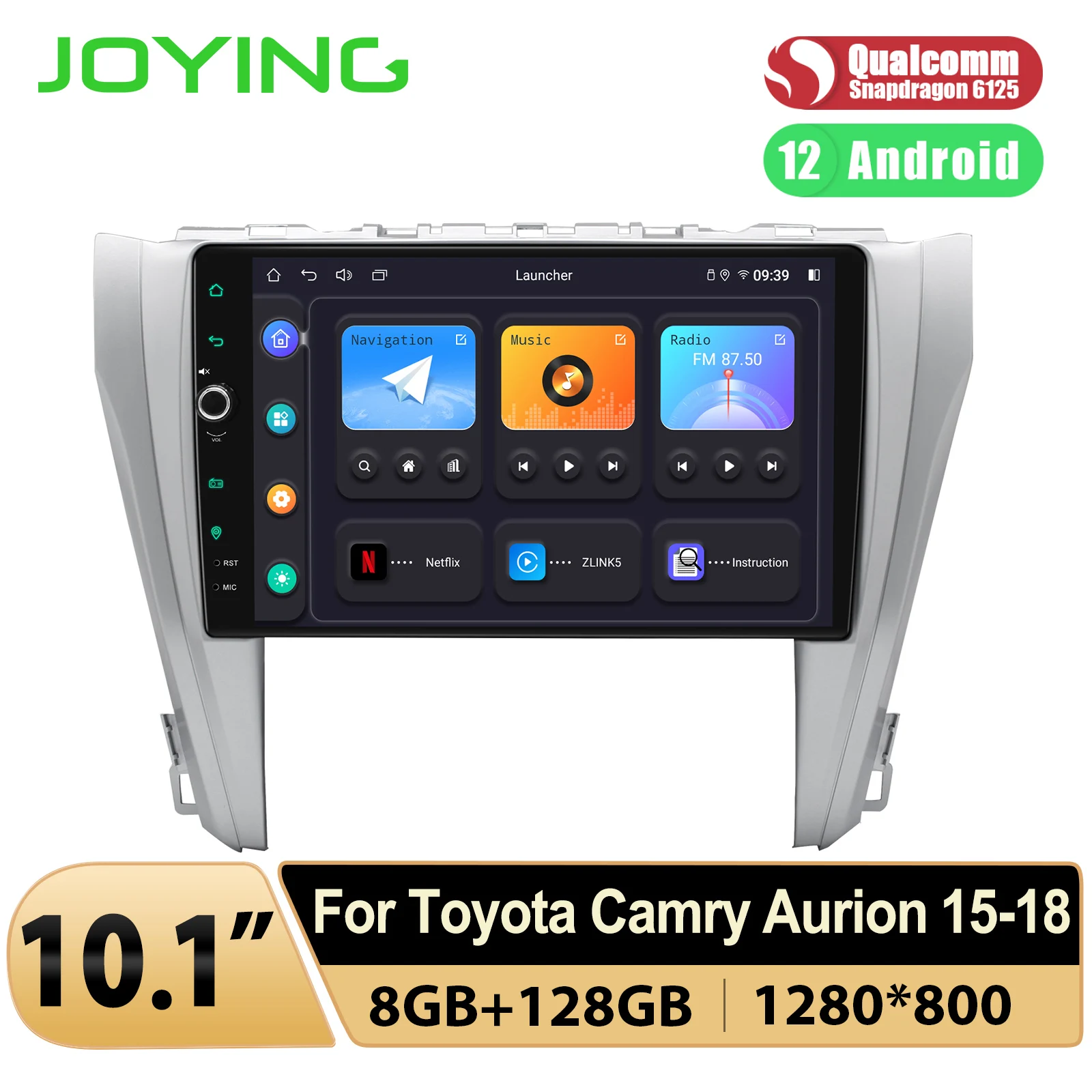 

Joying 10.1”Android12 Car Radio Stereo Upgrade GPS Navigation Central Multimedia For Toyota Camry Aurion 2015-2018 Plug and Play