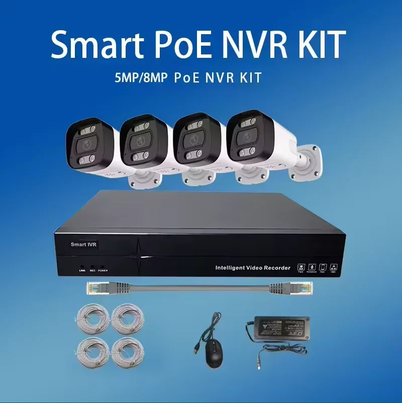 4K PoE Security Camera System Home Surveillance NVR Kits 4Pcs 8MP IP Security Camera Outdoor&Indoor