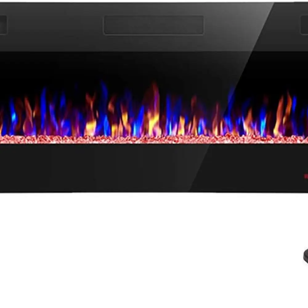 

50 inch Recessed and Wall Mounted Electric Fireplace, The Thinnest Fireplace, Low Noise, Fit for 2 x 6 Stud, Remote Control with