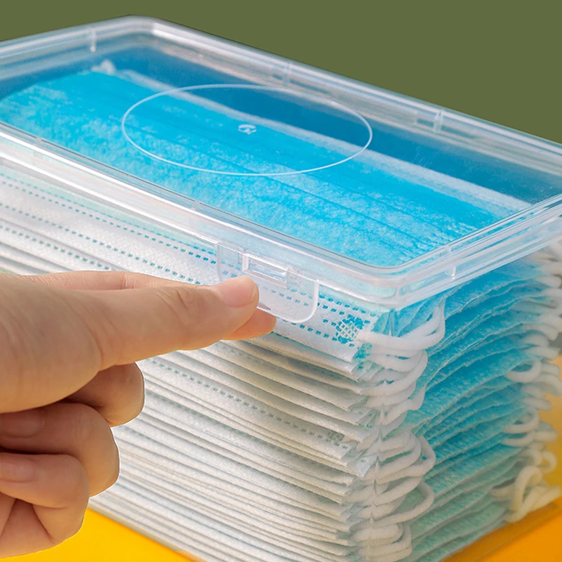 Dust Proof Transparent Mask Storage Box Wet Tissue Box Baby Wipes Dispenser Holder With Lid Large Capacity Mask Box New