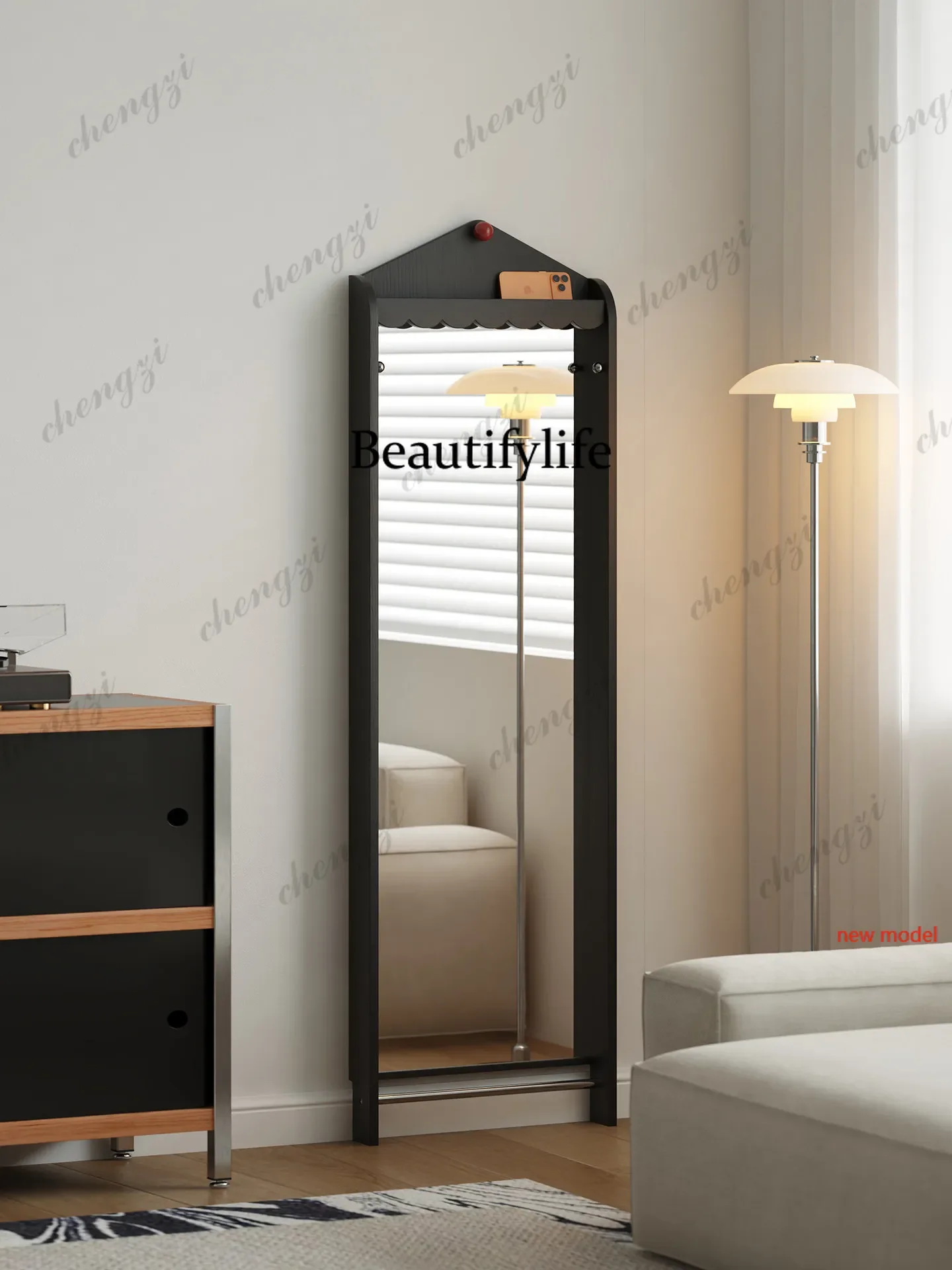 Asmt114  Floor to ceiling, living room against the wall, full-length mirror, bedroom, French household solid wood, fitting mirro