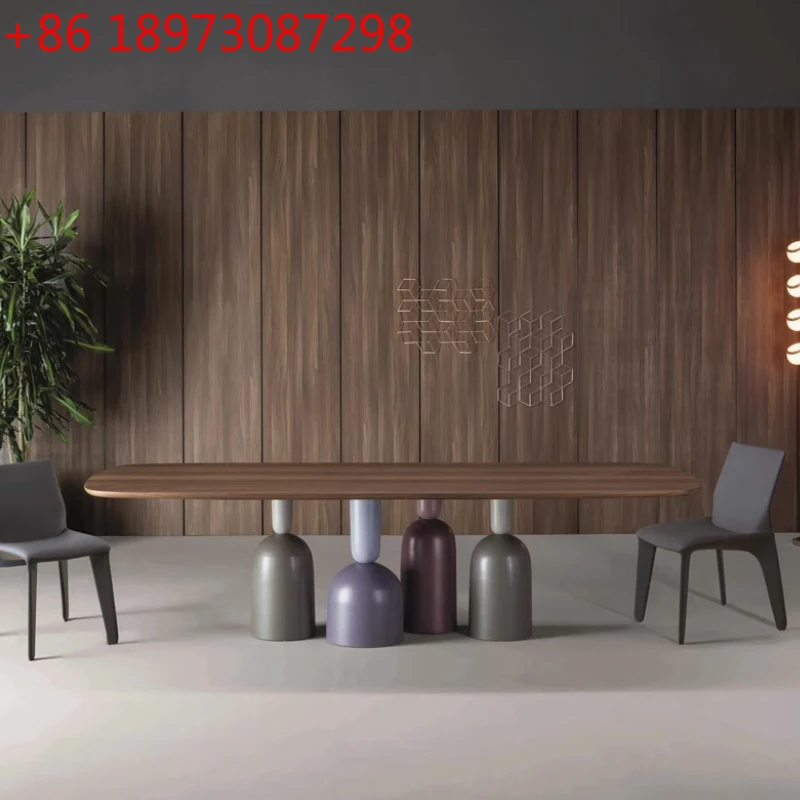 

Итальянский минималистичный обеденный стол из цельного дерева. Современный минималистичный тонный большой стол. Легкий роскошный домашний обеденный стол.