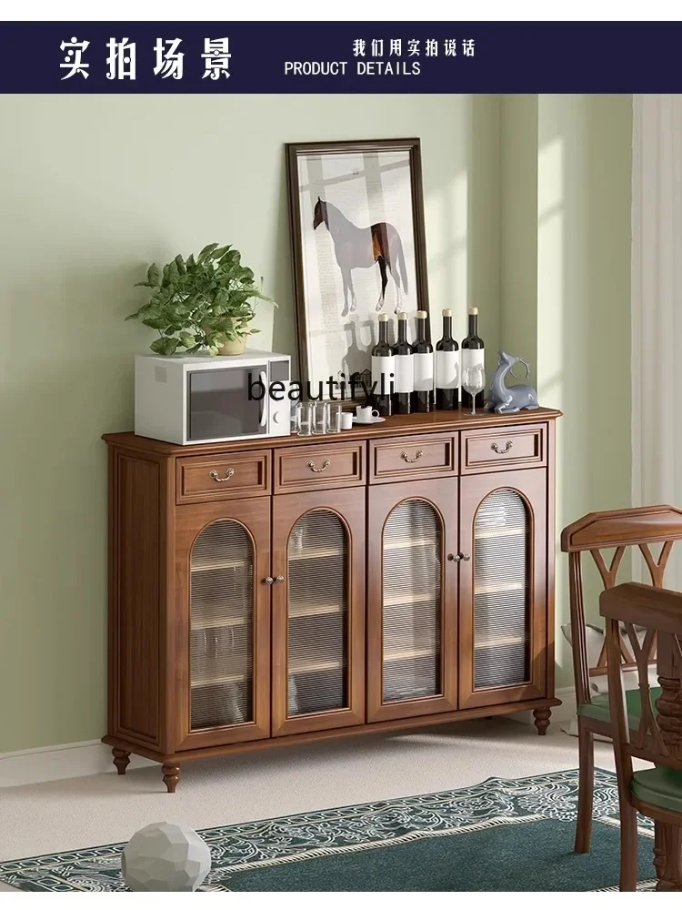 

Массив дерева в американском стиле, ретро, французский пыленепроницаемый ресторан, кухонный сервант, индивидуальный заказ, хранилище для посуды, винный шкаф D