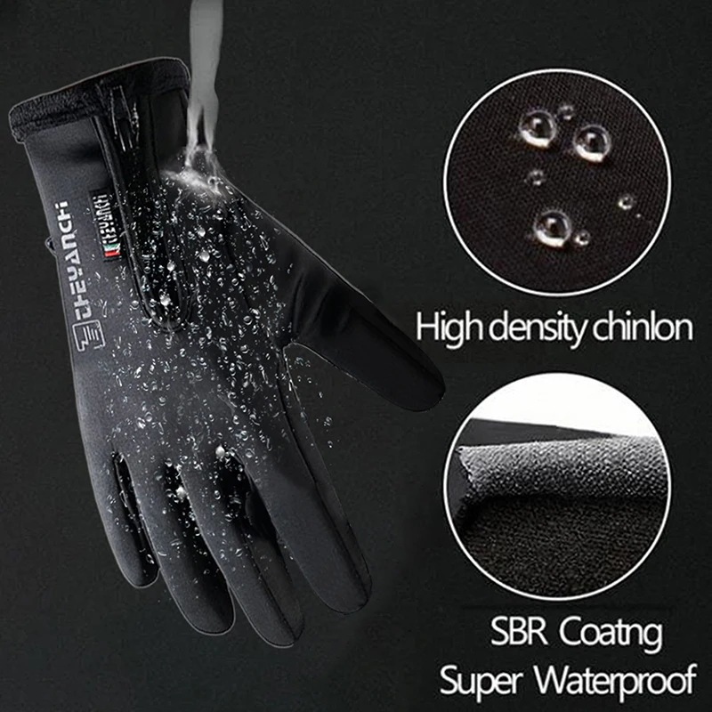 

Outdoor Winter Gloves For Men Waterproof Thermal Fleece Lined Resistant Touch Screen Non-slip Motorbike Riding Mountaineering