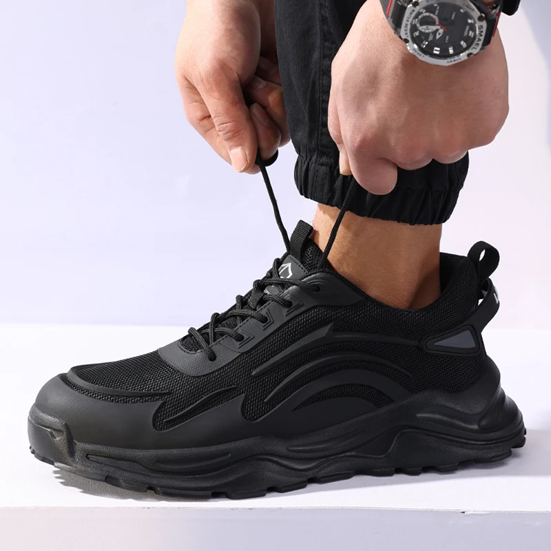 Men\'s Steel Toe Shoes Safety Boots Ultra Light Anti Smashing Anti Piercing Breathable Outdoor Industrial Work Protective Shoes