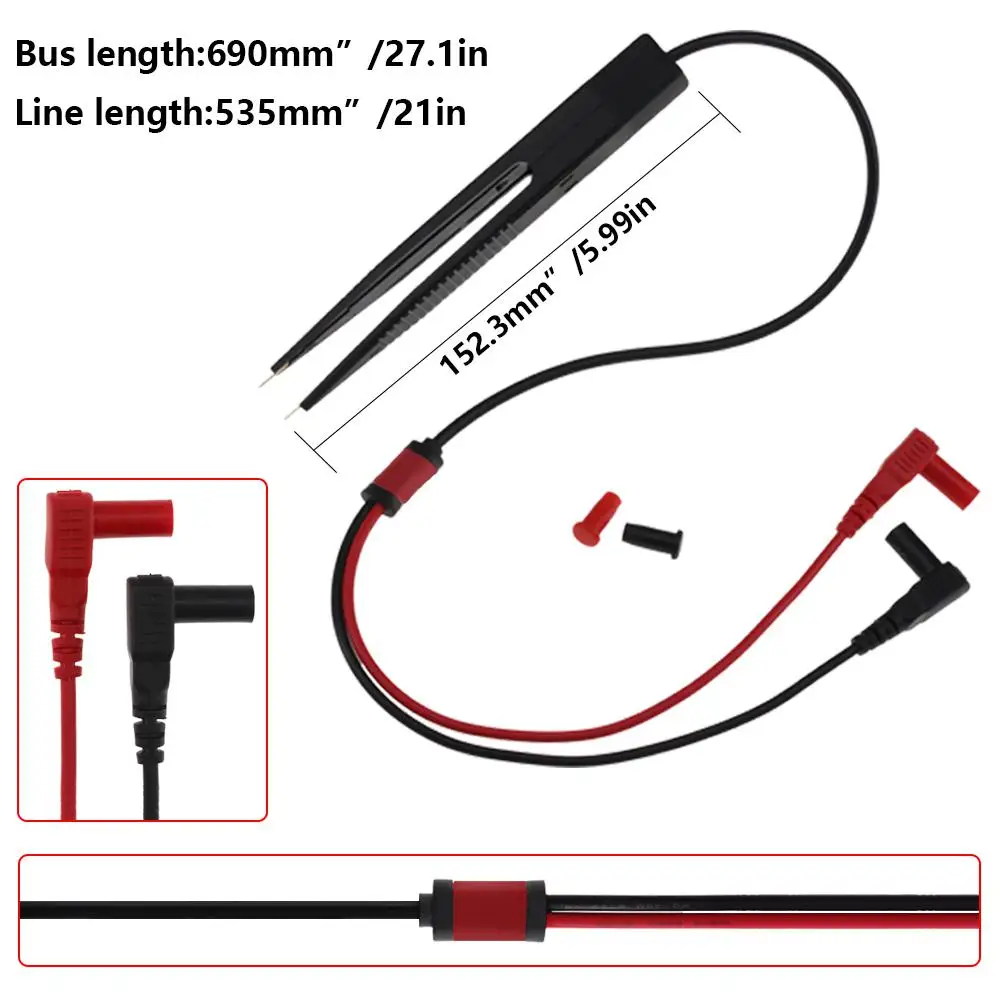 69cm Multimeter Probe Digital Multimeter SMD Test Clip Meter Probe Tweezers for for Vichy Resistor Multimeter Tester