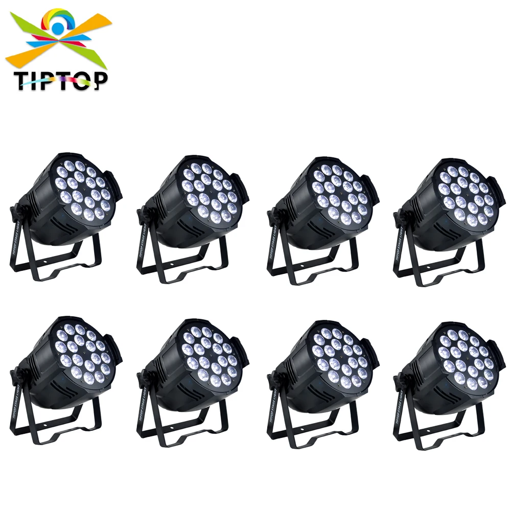 

8pcs/lot 18x12W LED Light RGBW 4 Color DMX512 PAR64 CAN DJ Party Club Stage Lighting Aluminum American DJ Mega Par Profile Plus