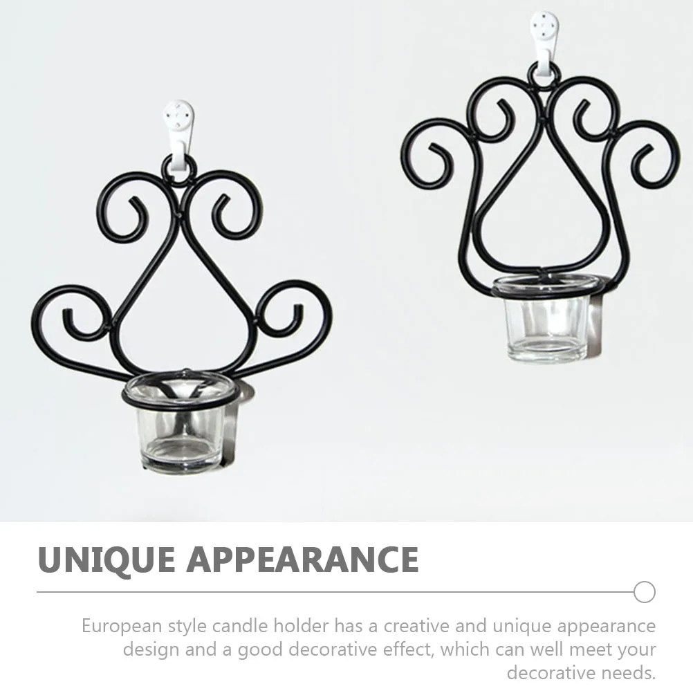 

European Style Wall Mount Holder Iron Hanging Candlestick Decorative Metal Holder for Home Decor Living Room