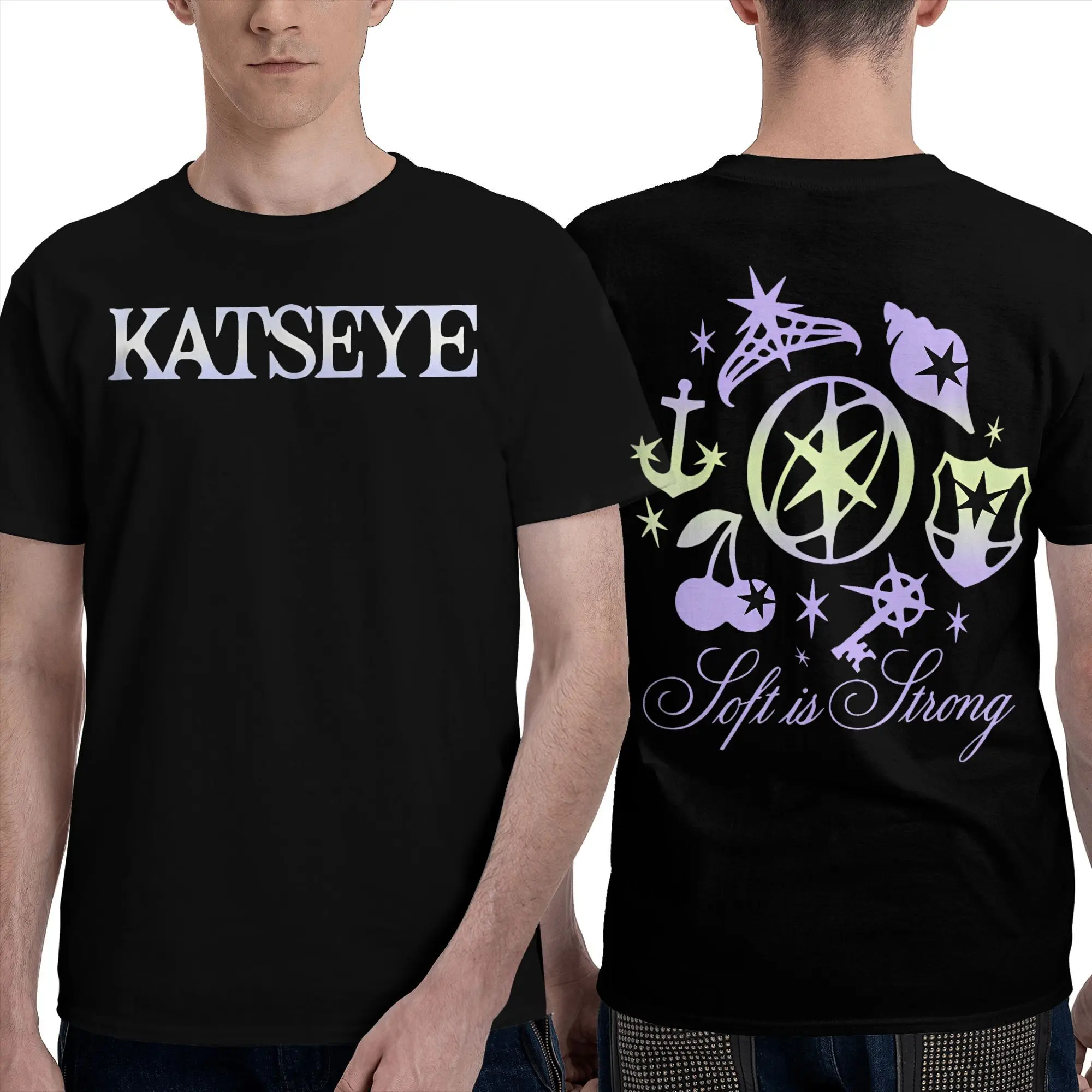 キャッツアイポップミュージック Tシャツ男性美的綿 Tシャツビーチ O ネックヒッピー Tシャツパターン特大トップス