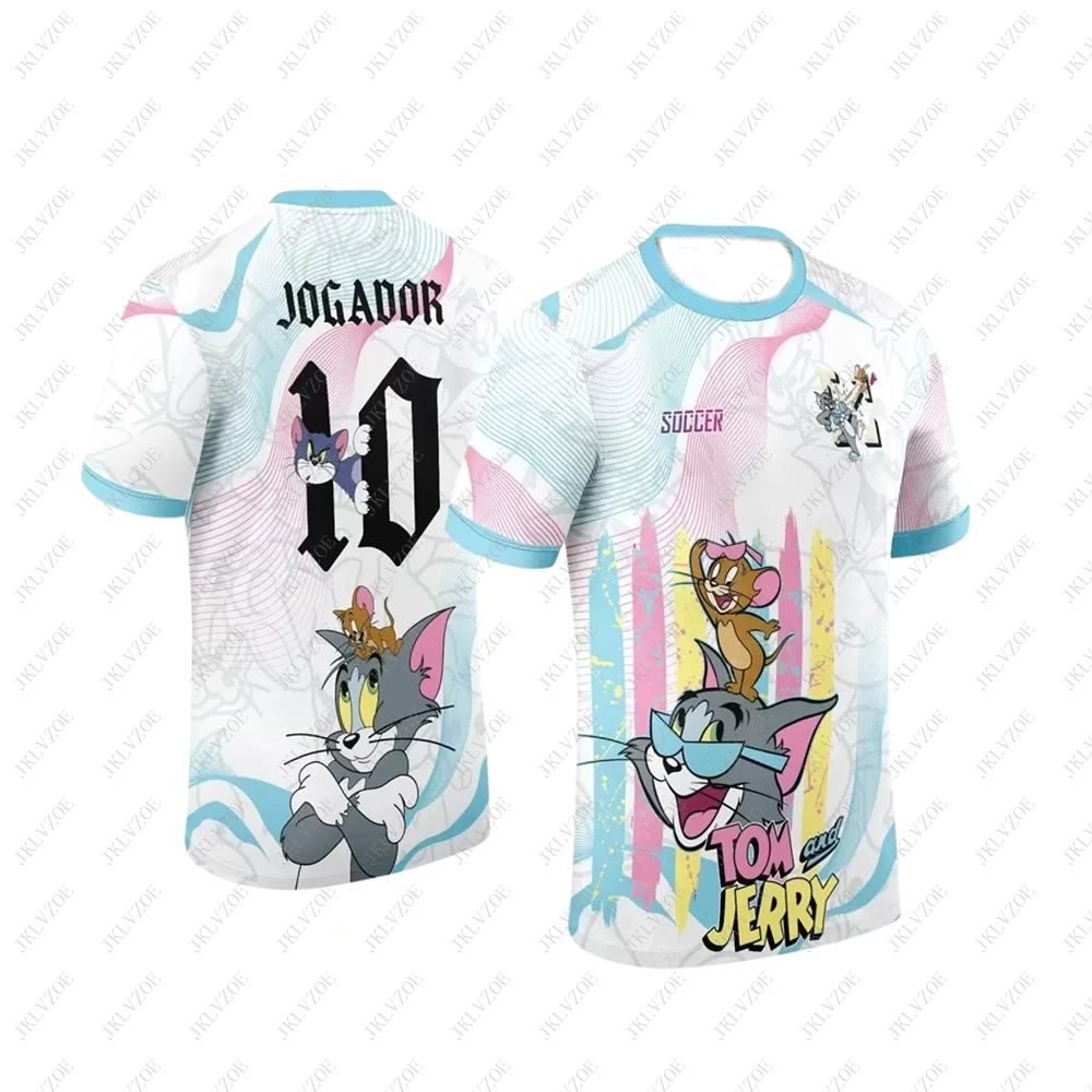 Hot Tom Jerry Soccer Football Jersey Clothes Women T Shirt Team Tee Top Jogador Girls Clothes Team Cartoon Sports Teenager Fans