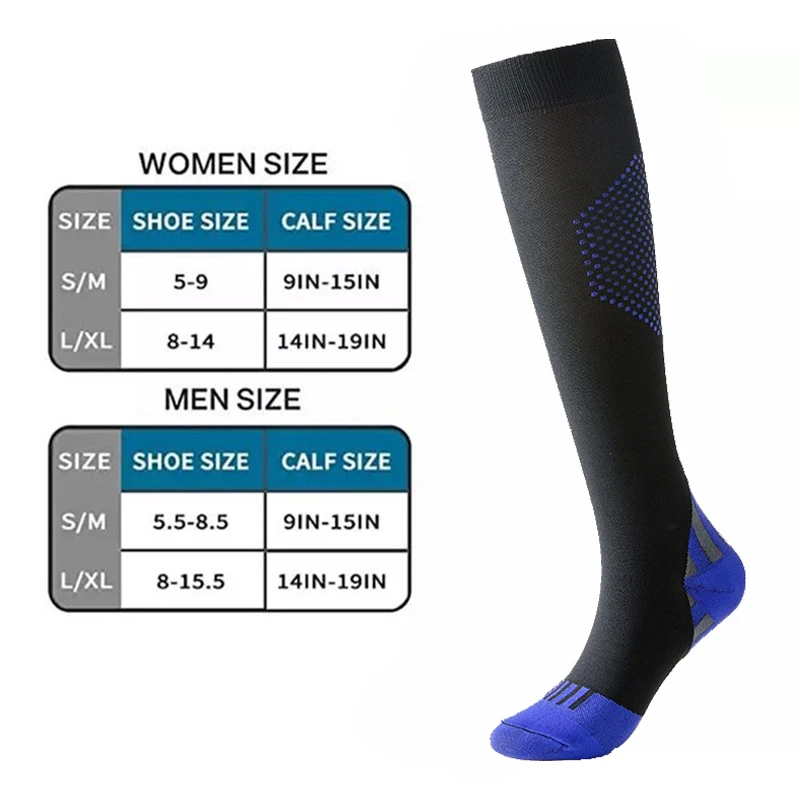 New Compression Socks Fit Football Soccer, Men Socks, Varicose Veins, Pregnant Women, Medical Nursing Knee High Stockings