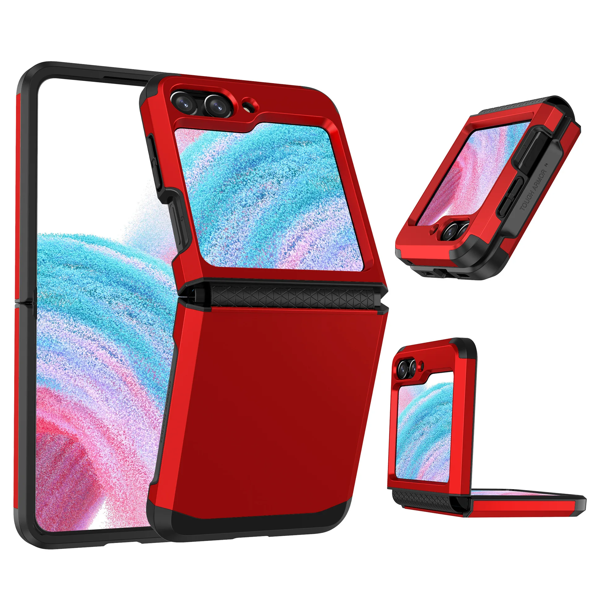 Galvanisierte Rüstungsscharnier-integrierte Handyhülle für Samsung Galaxy Z Flip 3 4 5 6 Flip5 Flip4 ZFlip6 Hartschalen-Schutzhülle
