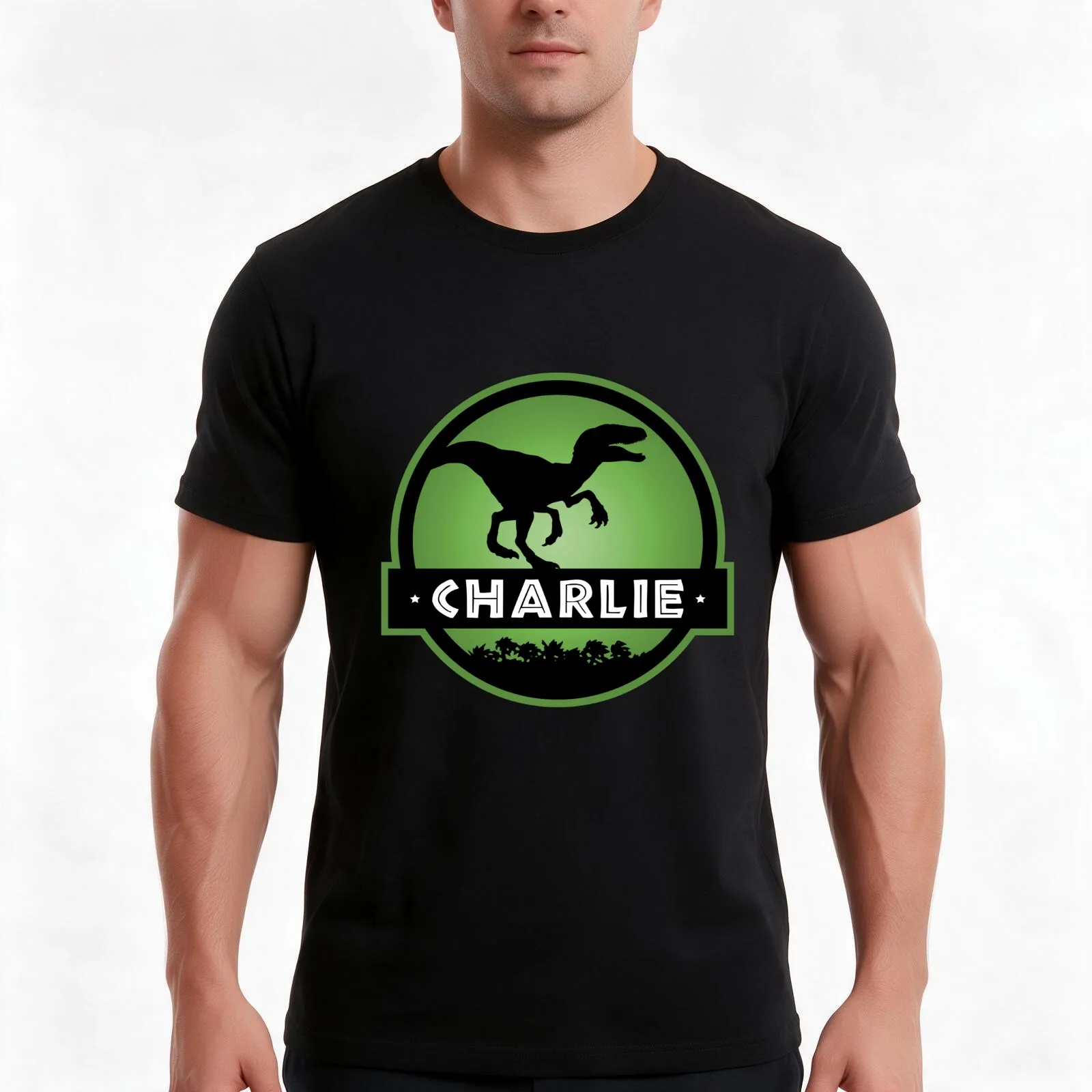 Velociraptor Charlie Squad T-Shirt, Summer Casual Cotton Tee, Oversized Streetwear Tops, Vintage Graphic Print, Unisex Men Women