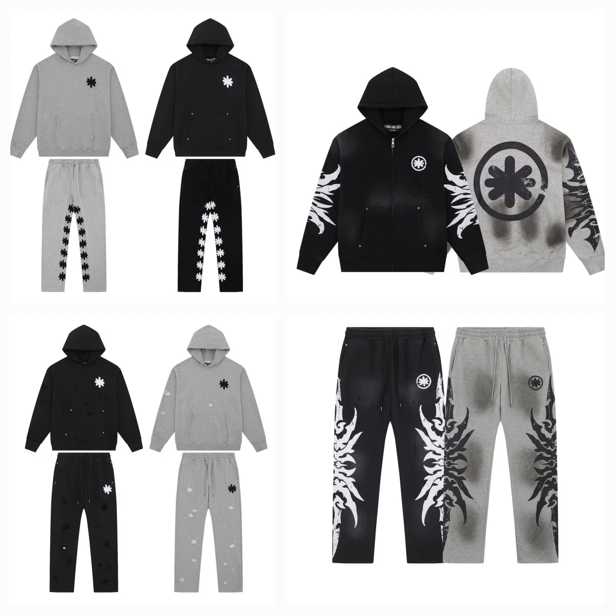 LOSTSHDWS 2026 Fashion Los Angeles European & American High-Street Retro Streetwear for Men & Women Sports & Casual Hoodie Sets