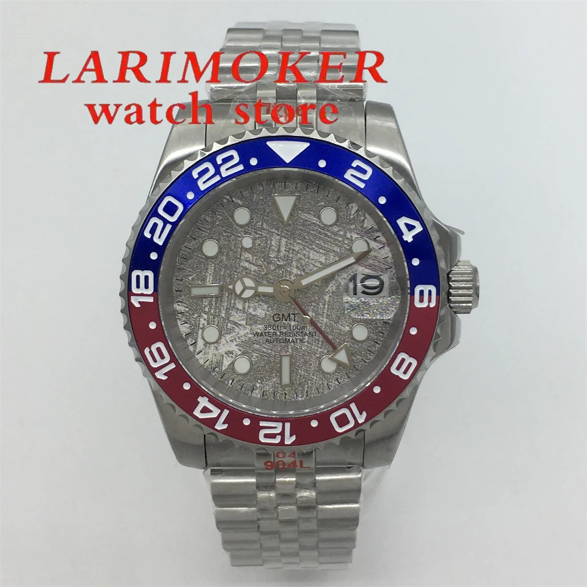 GMT Men's Diving Watch 40mm Rotating Bezel Men's Mechanical Watch NH34 Movement Sapphire Glass 100m waterproof C3 green luminous