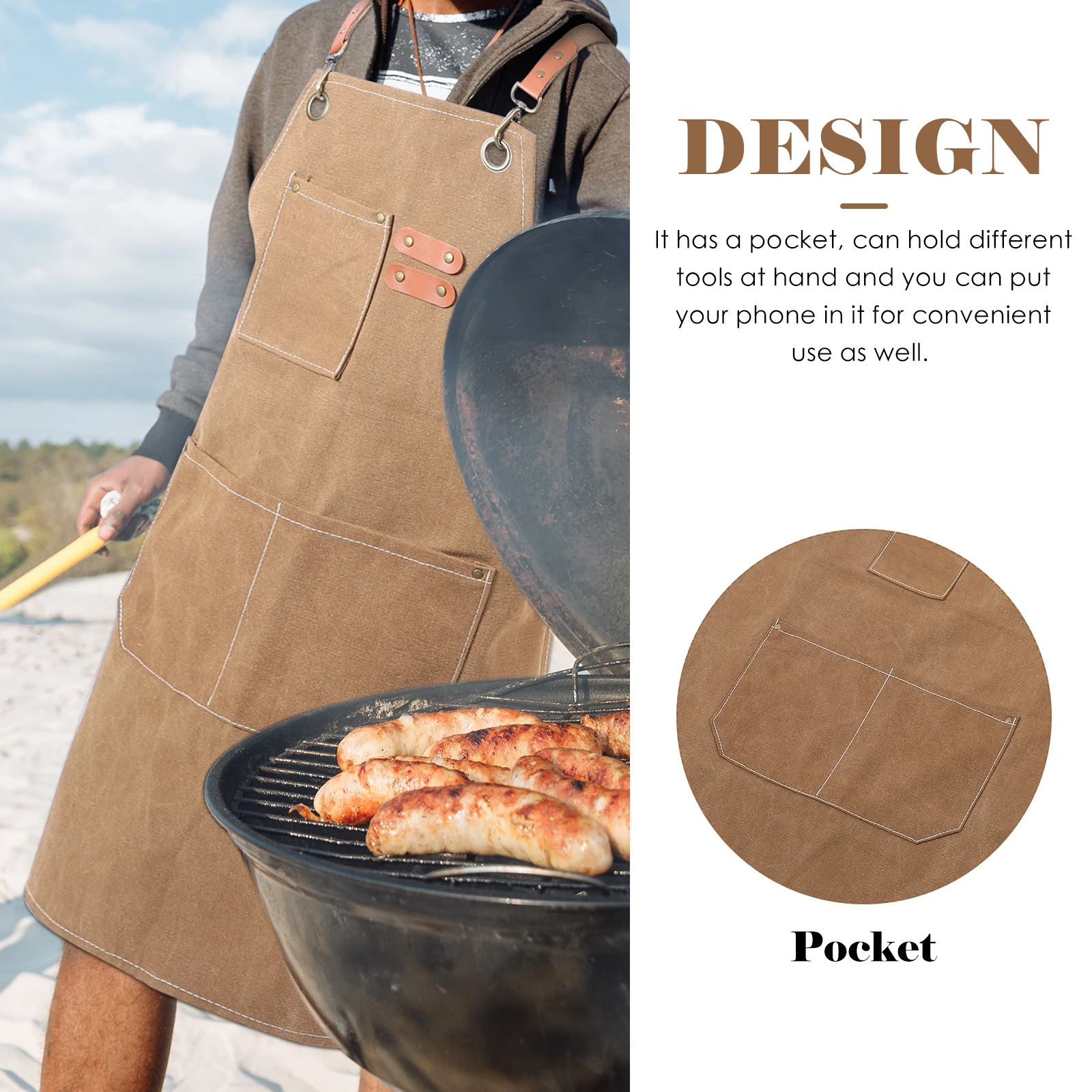 

Cowhide With Pocket Adjustable Strap Work Apron Dirt Resistant Kitchen Barbecue Apron For Home Workshop Woodworker Mechanic