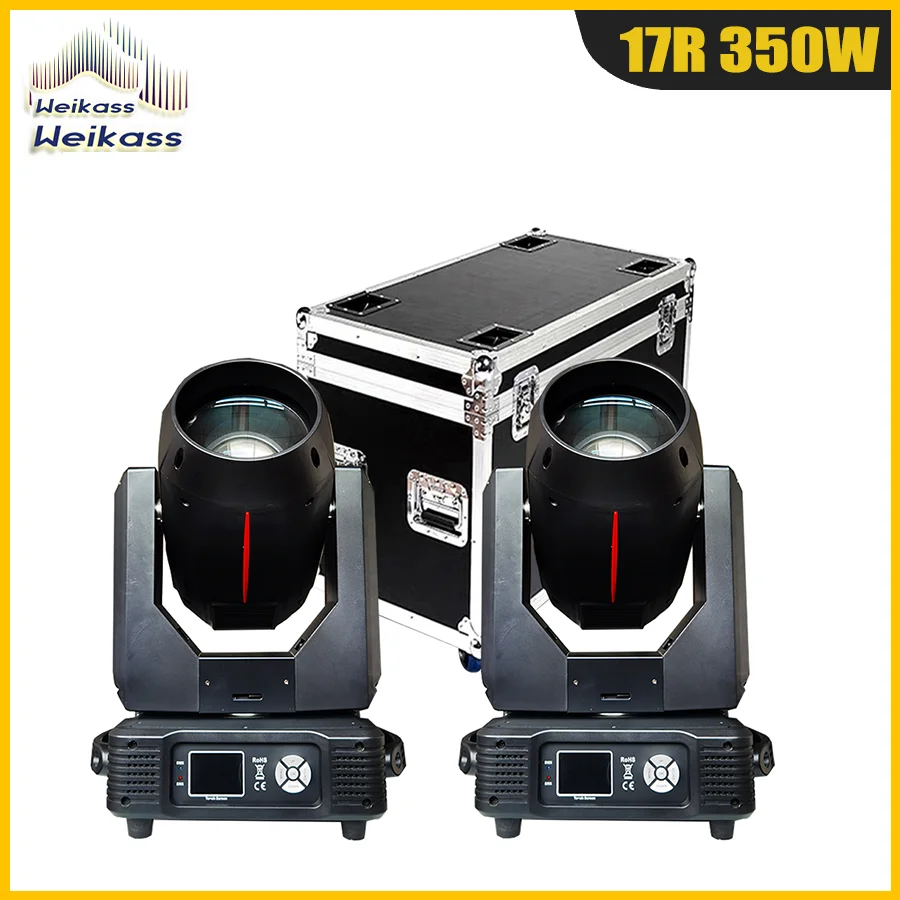 

2Pcs Lights Weikass 17R Beam 350W Moving Head Stage Light Rainbow Prism Gobo Dmx DJ Disco Wedding Party with Flightcase