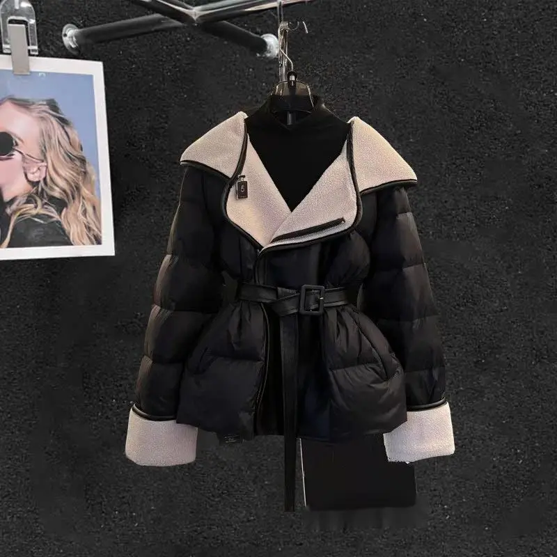 

2025 Winter New Fashion Cotton Jacket, High-End Trendy Hooded Thickened Coat, Black Outerwear