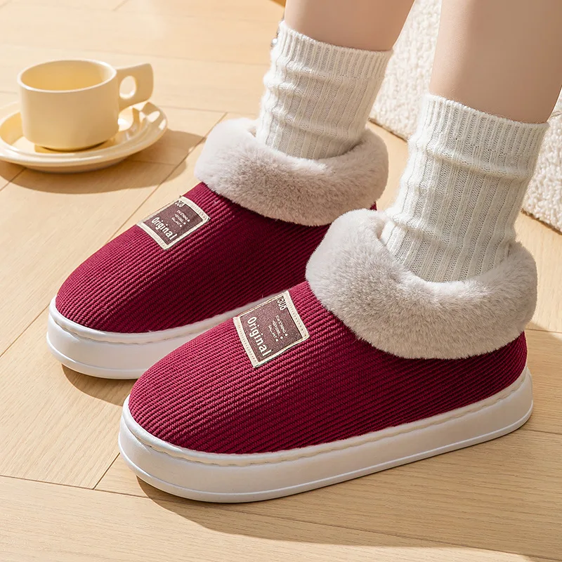 Women 2024 Fury  Ankle Boots Winter Non-Slip Thicken Plush Slip-On Soft Sole Warm Cotton Shoes for Couples Platform Snow Boot