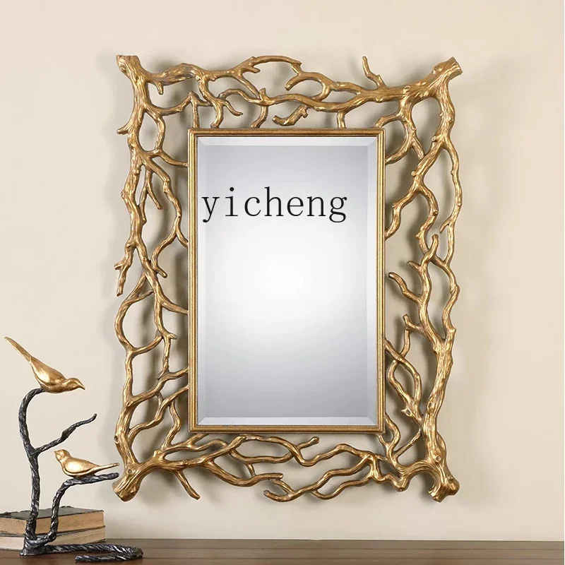 

European Style Wall Mirror Bathroom Vintage Creative Wall Wall Decoration Model Room Entrance Mirror