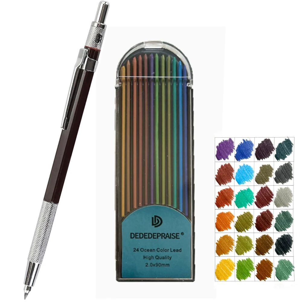 

2.0mm Mechanical Pencil Set Retro Style Skin Color Pencils Leads,Oil-based Pencils Leads with Mechanical Pencils for Anime Manga