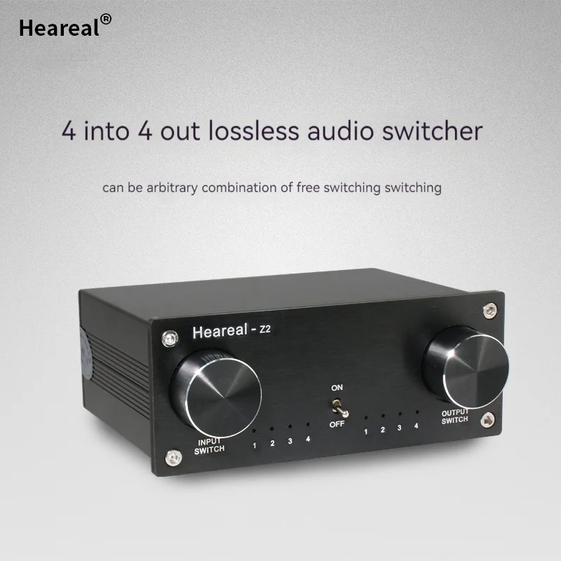 Heeal HIFI ตัวสลับสัญญาณเสียงตัวเลือก4 IN 4 OUT ออดิโอไฟล์ช่องคู่สี่ในสี่ช่องตัวแปลงสัญญาณเสียงไม่สูญเสีย