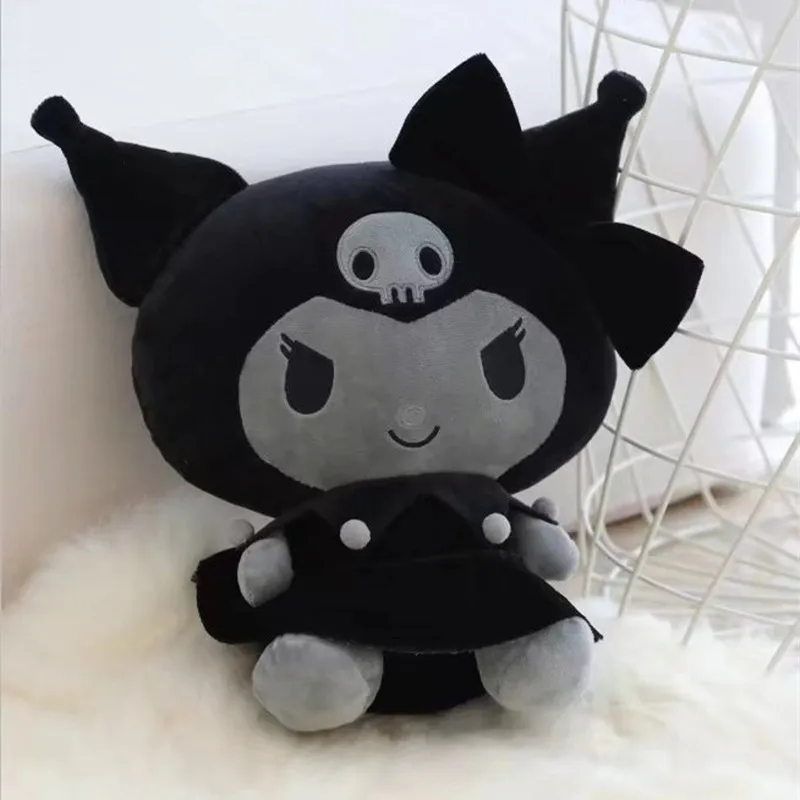 Sanrio Новинка кавайная черная плюшевая игрушка Kuromi Маленький Дьявол 30 см мягкая мультяшная анимационная Подушка декоративная подушка подарок для детей