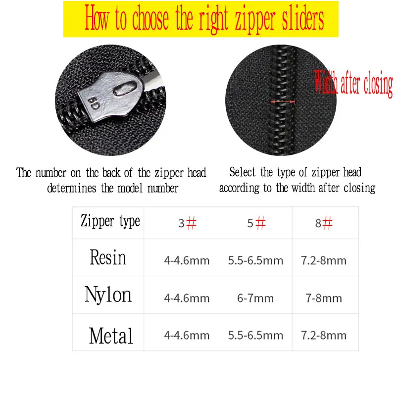 5/10Pcs Metal Zipper Sliders Zipper Puller Instant Zipper Repair Kit Replacement Suitcase Zipper Head DIY Sewing Craft 3 Sizes