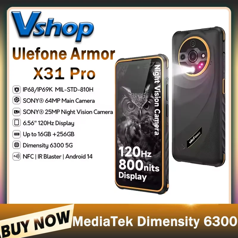 Прочный телефон Ulefone Armor X31 Pro 5G, 8 ГБ + 256 ГБ, 6,56 дюйма, Android 14 MediaTek Dimensity 6300, ночная камера, 64 МП, NFC-смартфон Прочный телефон Ulefone Armor X31 Pro 5G, 8 ГБ + 256 ГБ, 6,56 дюйма, Android 14 MediaTek Dimensity 6300, ночная камера, 64 МП, NFC-смартфон