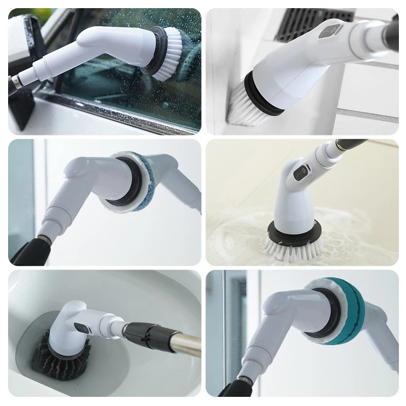 Xiaomi 9-in-1 Electric Spin Scrubber Wireless Cleaning Brush IPX7 Waterproof Bathroom Scrubber Adjustable Extension Handle New