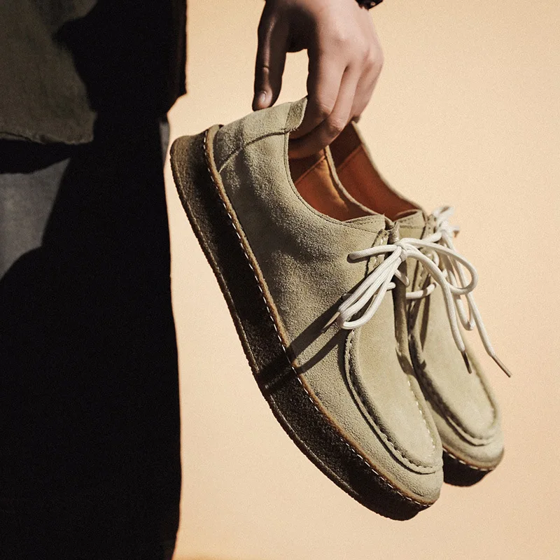 Men's 2025 Genuine Suede Leather Casual Shoes British Style Platform Sneakers Pigskin Lined Comfortable Non-Slip Fashion Shoes
