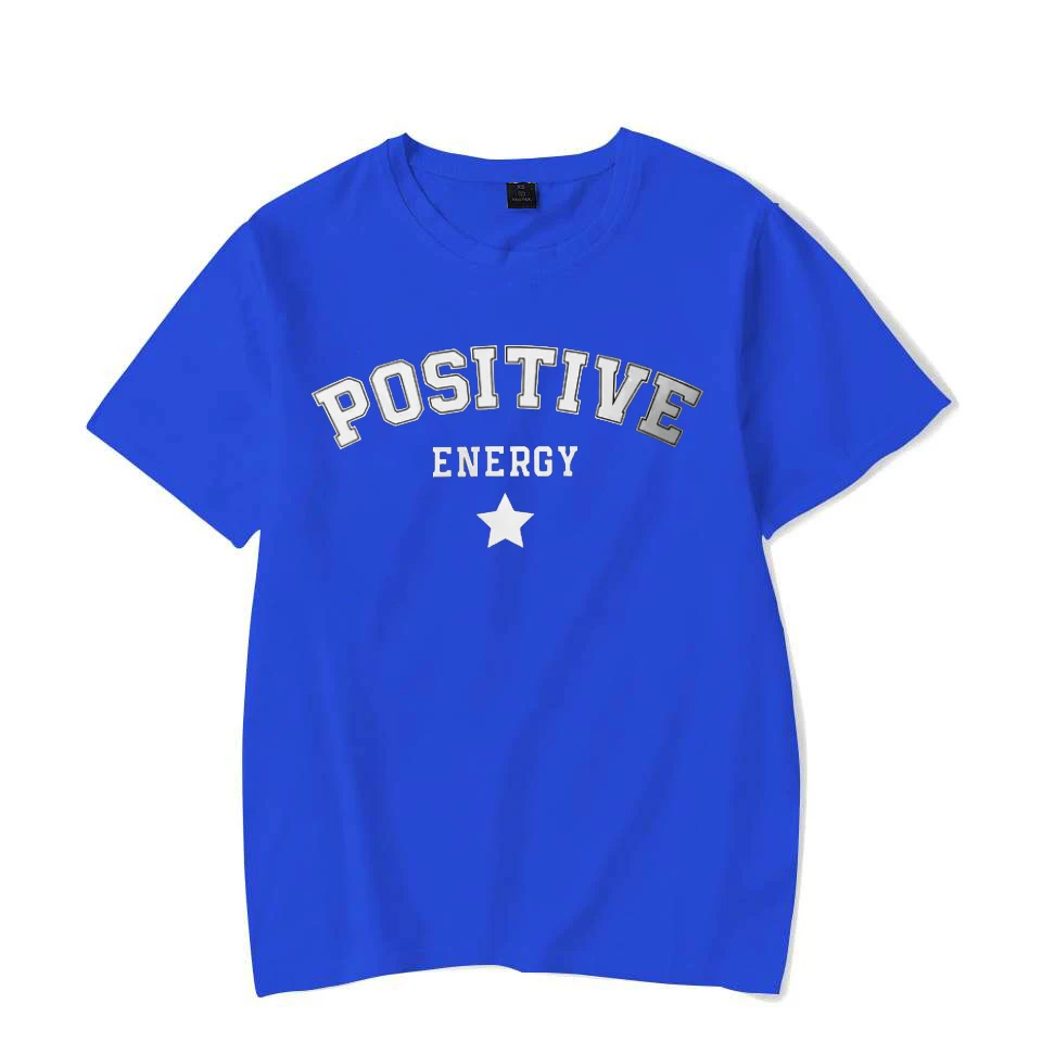 Positive Energy Men Women T-shirts Trendy Urban Streetwear Summer Elegant Star Letter Printed T-shirt Casual Loose Couple's Tops