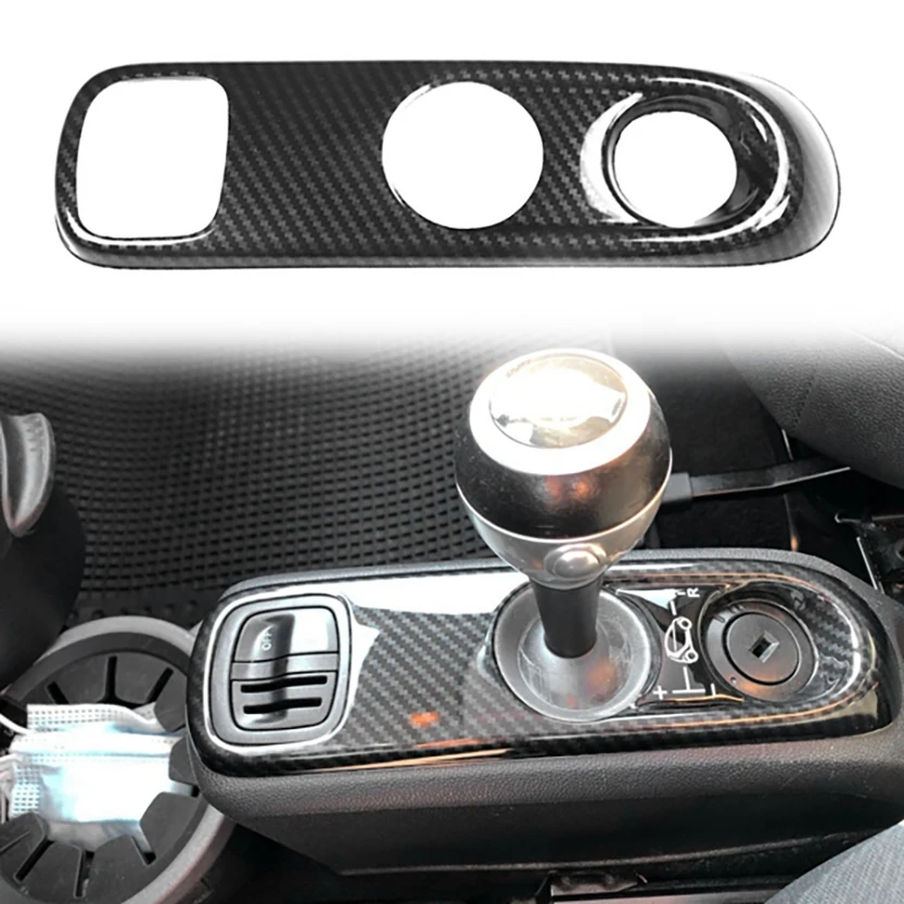Serat karbon Gear Shift Knob Panel Trim penutup bingkai untuk mercedes-benz Smart 451 Fortwo Interior mobil Styling